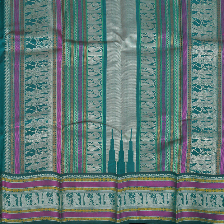 Hayagrivas Purple Handloom Kanjivaram Silk Saree with Teal Green Border KBD2066C5-21