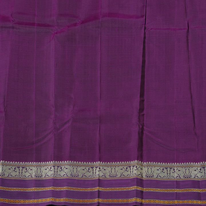 Hayagrivas Dark Sky Blue Handloom Kanjivaram Silk Saree with Purple Border KBD2066C5-23