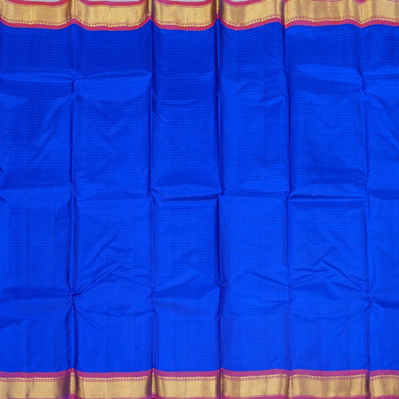 Hayagrivas Blue Handloom Kanjivaram Silk Saree with Wine Purple Border KBD2067C1-16