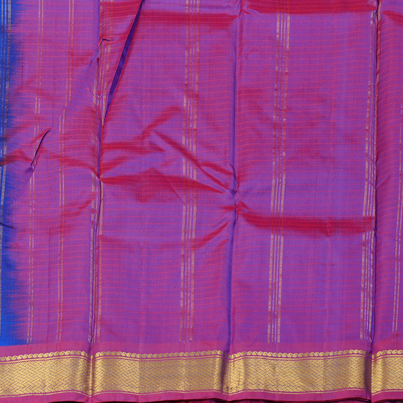 Hayagrivas Blue Handloom Kanjivaram Silk Saree with Wine Purple Border KBD2067C1-16