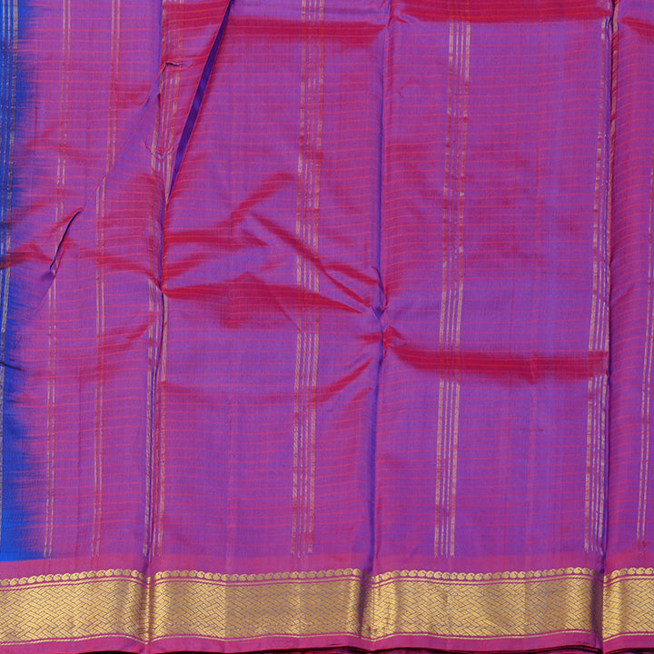 Hayagrivas Blue Handloom Kanjivaram Silk Saree with Wine Purple Border KBD2067C1-16