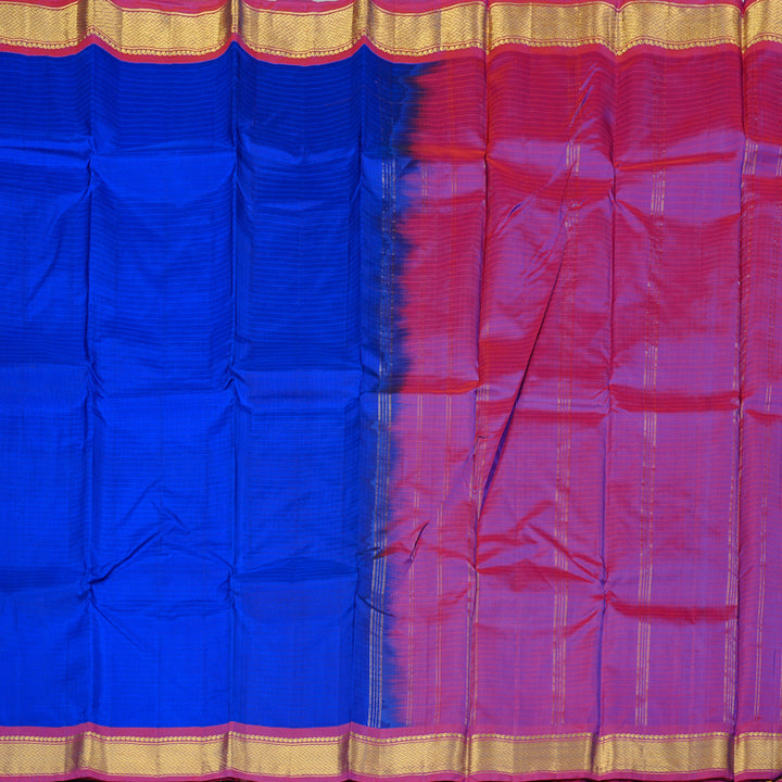 Hayagrivas Blue Handloom Kanjivaram Silk Saree with Wine Purple Border KBD2067C1-16