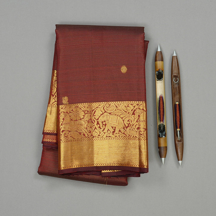 Hayagrivas Wine Maroon Handloom Kanjivaram Silk Saree KBD2068C12-1