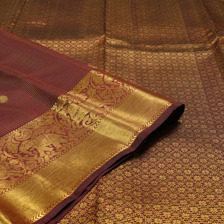 Hayagrivas Wine Maroon Handloom Kanjivaram Silk Saree KBD2068C12-1
