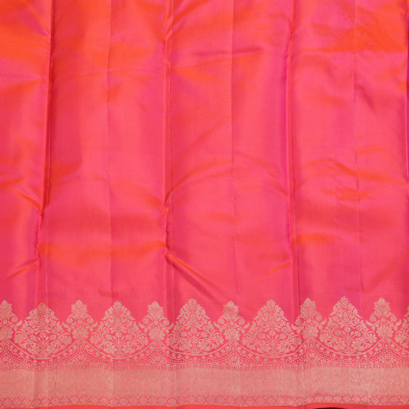 Hayagrivas Orangish Pink Handloom Kanjivaram Silk Saree KBD2068C7-1