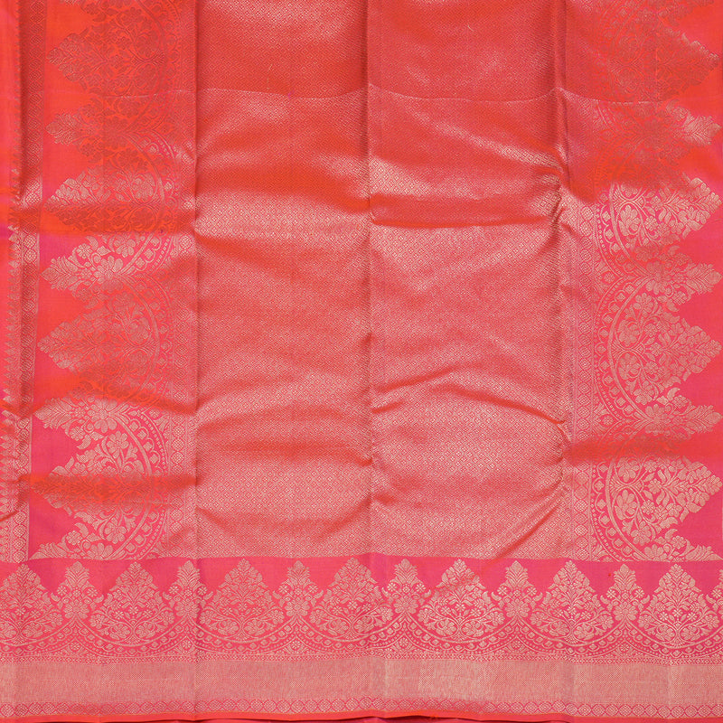 Hayagrivas Orangish Pink Handloom Kanjivaram Silk Saree KBD2068C7-1