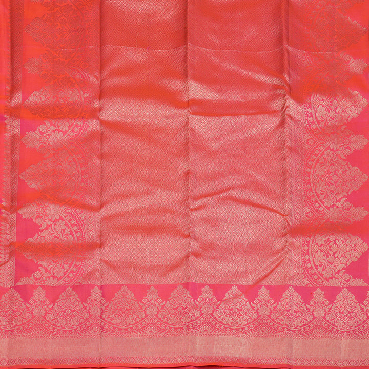 Hayagrivas Orangish Pink Handloom Kanjivaram Silk Saree KBD2068C7-1