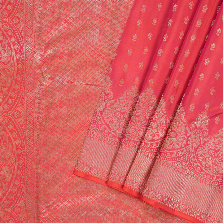 Hayagrivas Orangish Pink Handloom Kanjivaram Silk Saree KBD2068C7-1