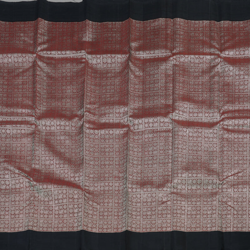 Hayagrivas Handloom Deep Wine Kanjivaram Silk Saree with Black Border KBD2069C12-1
