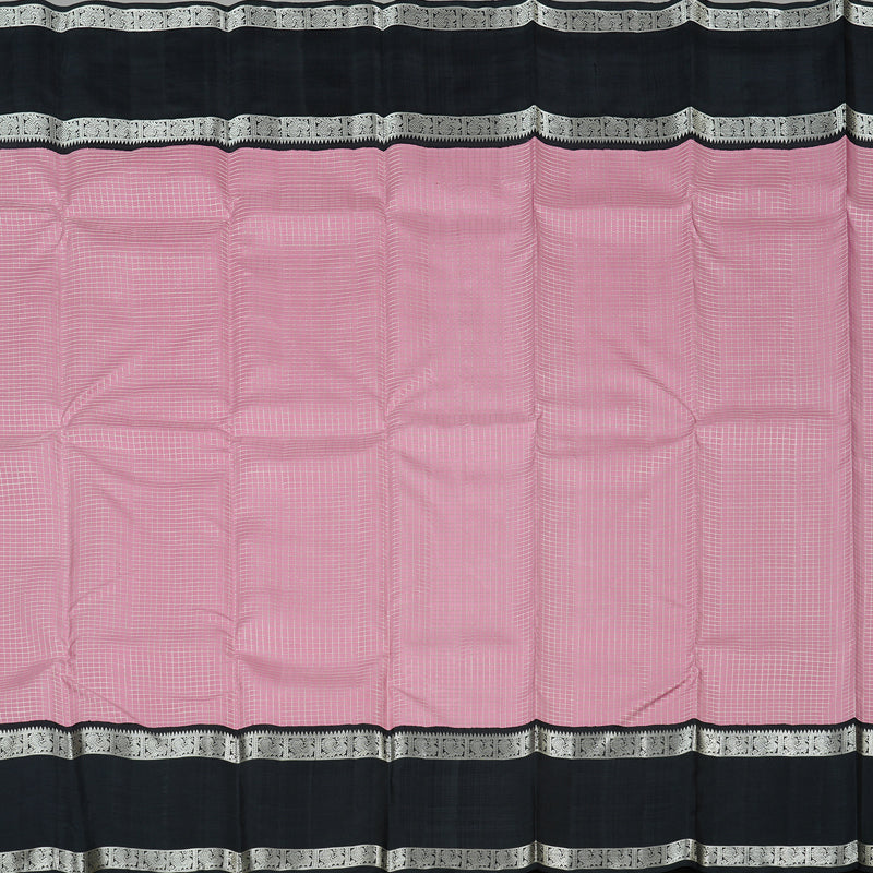 Hayagrivas Baby Pink Handloom Kanjivaram Silk Saree with Black Border KBD2069C18-1