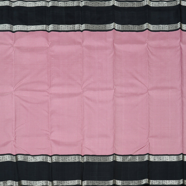 Hayagrivas Baby Pink Handloom Kanjivaram Silk Saree with Black Border KBD2069C18-1