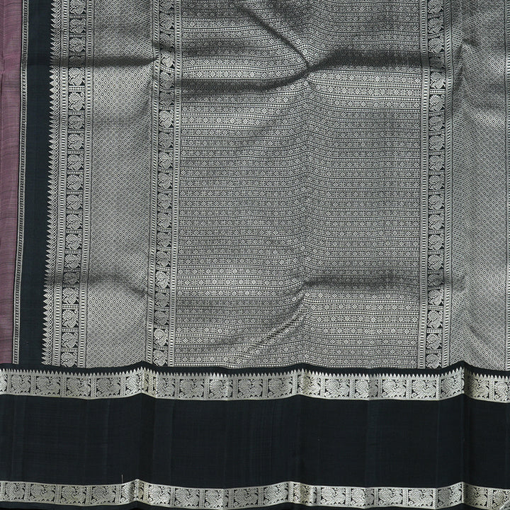 Hayagrivas Baby Pink Handloom Kanjivaram Silk Saree with Black Border KBD2069C18-1