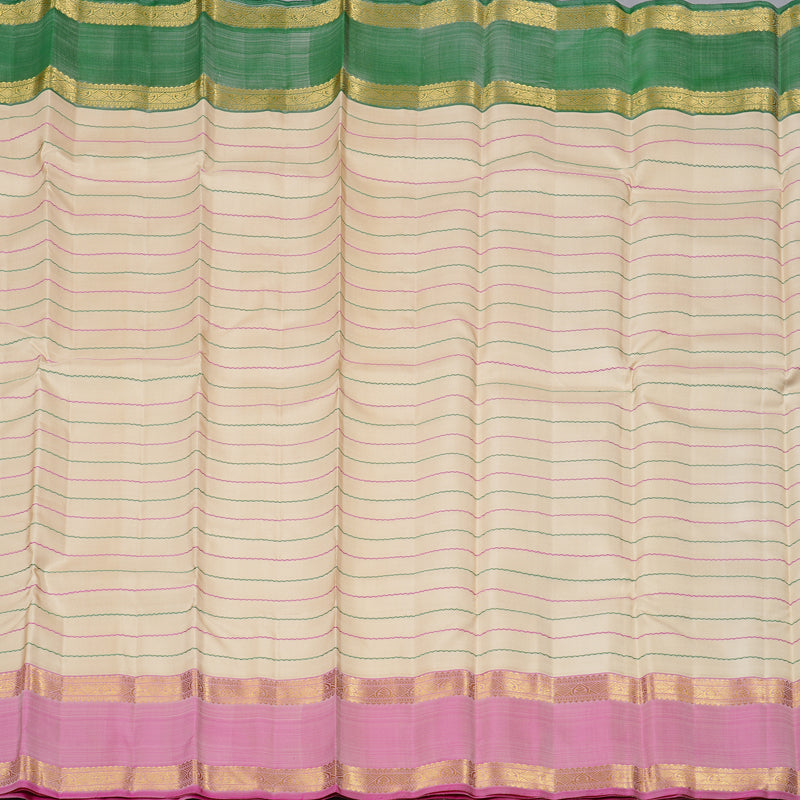 Hayagrivas Sandal Handloom Kanjivaram Silk Saree with Ganga Jamuna (Pink And Green) Border KBD2069C20-2
