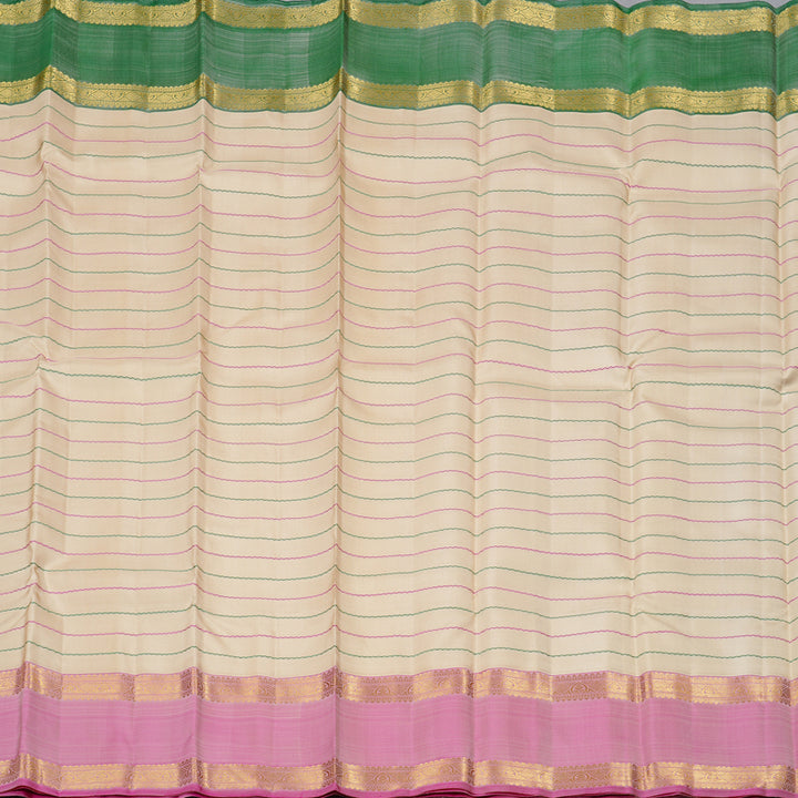 Hayagrivas Sandal Handloom Kanjivaram Silk Saree with Ganga Jamuna (Pink And Green) Border KBD2069C20-2