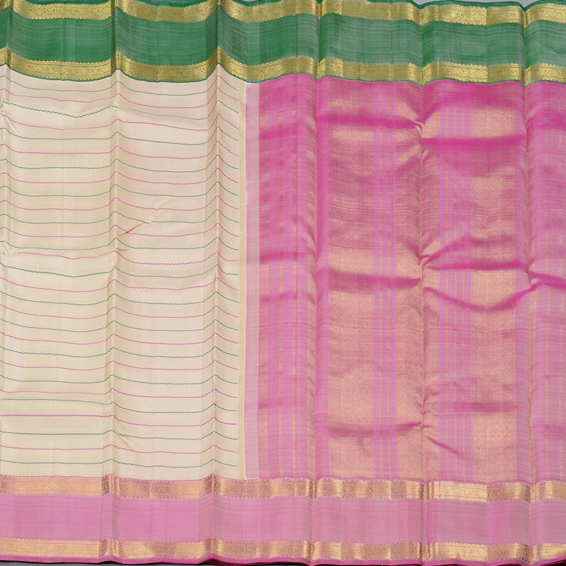 Hayagrivas Sandal Handloom Kanjivaram Silk Saree with Ganga Jamuna (Pink And Green) Border KBD2069C20-2