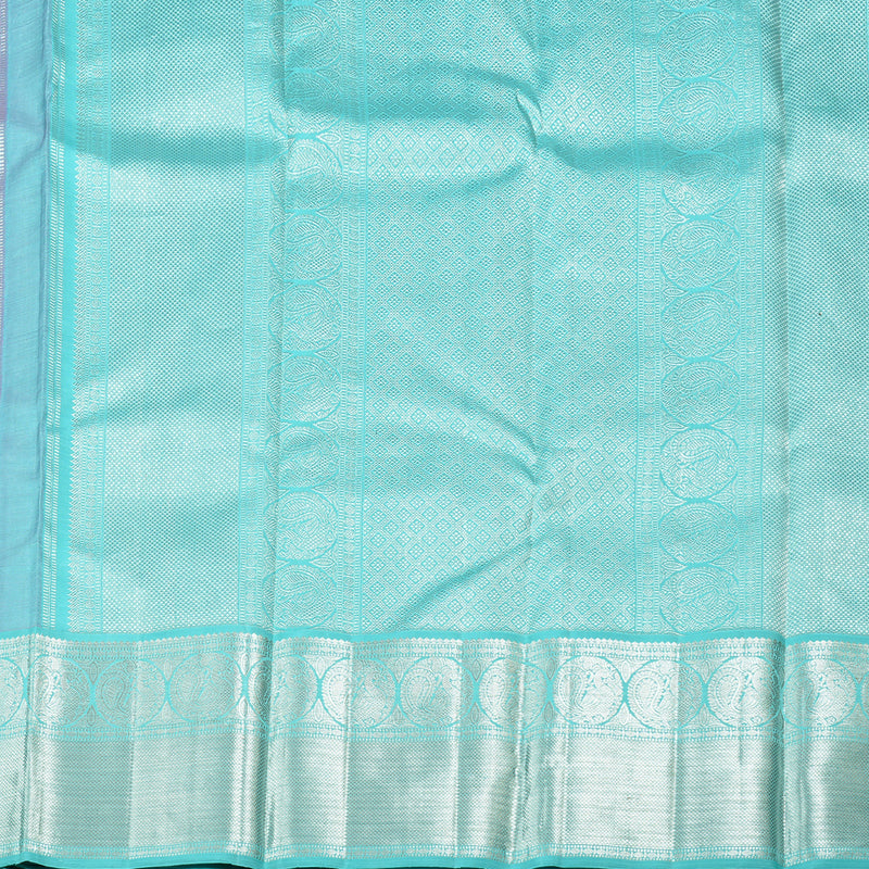 Hayagrivas Lavender Handloom Kanjivaram Silk Saree with Sky Blue Border KBD2069C5-1
