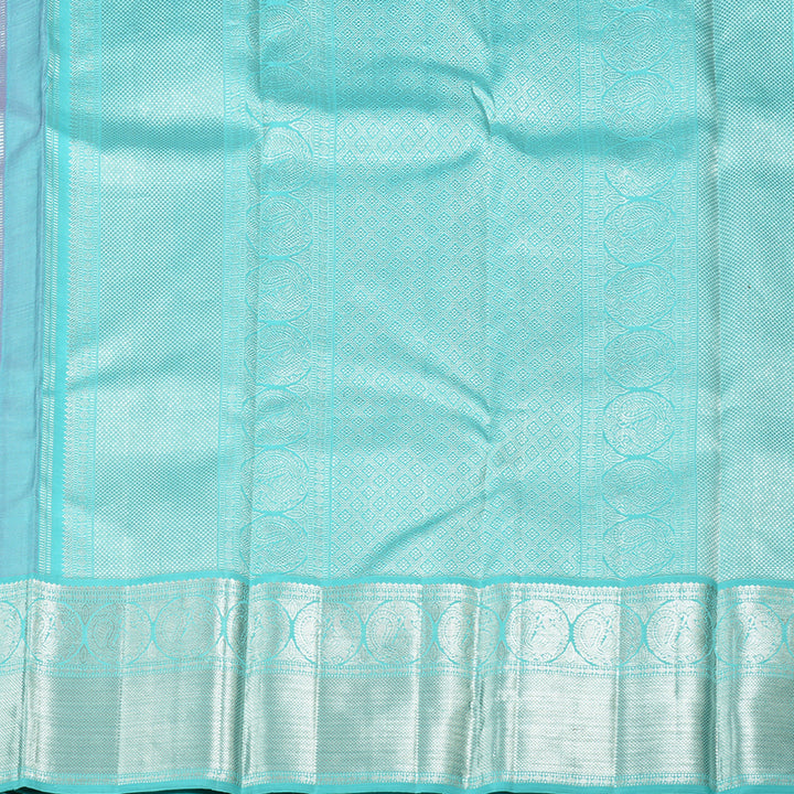 Hayagrivas Lavender Handloom Kanjivaram Silk Saree with Sky Blue Border KBD2069C5-1
