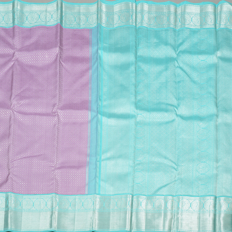 Hayagrivas Lavender Handloom Kanjivaram Silk Saree with Sky Blue Border KBD2069C5-1