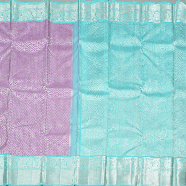Hayagrivas Lavender Handloom Kanjivaram Silk Saree with Sky Blue Border KBD2069C5-1