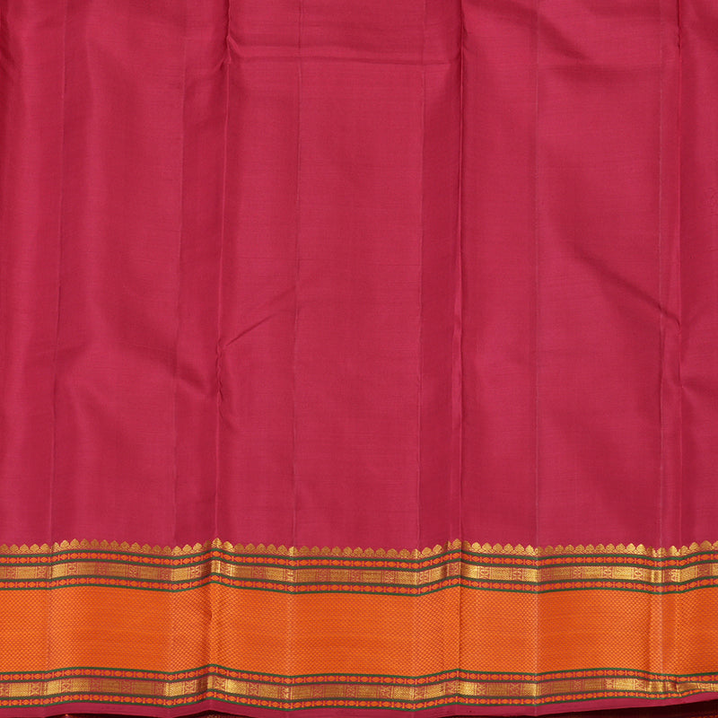 Hayagrivas Handloom Maroon Kanjivaram Silk Saree with Orange Border KBD2069C7-1