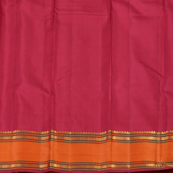 Hayagrivas Handloom Maroon Kanjivaram Silk Saree with Orange Border KBD2069C7-1