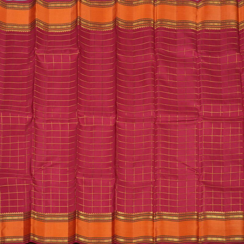 Hayagrivas Handloom Maroon Kanjivaram Silk Saree with Orange Border KBD2069C7-1