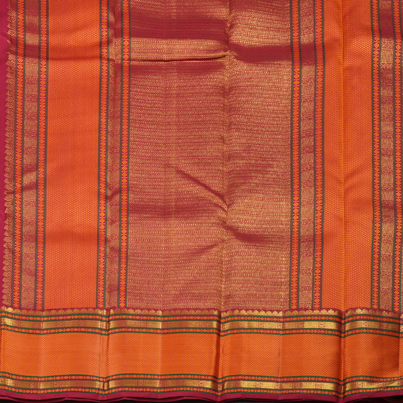 Hayagrivas Handloom Maroon Kanjivaram Silk Saree with Orange Border KBD2069C7-1