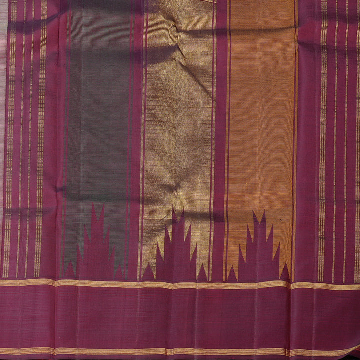 Hayagrivas Half White Handloom Kanjivaram Silk Saree with Multi Colour Border KBD2072C2-1