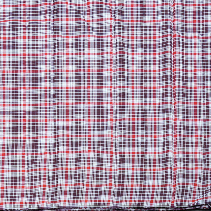 Hayagrivas Wine Maroon Handloom Kanjivaram Silk Saree with Multi Colour Checks Border KBD2073C17-1