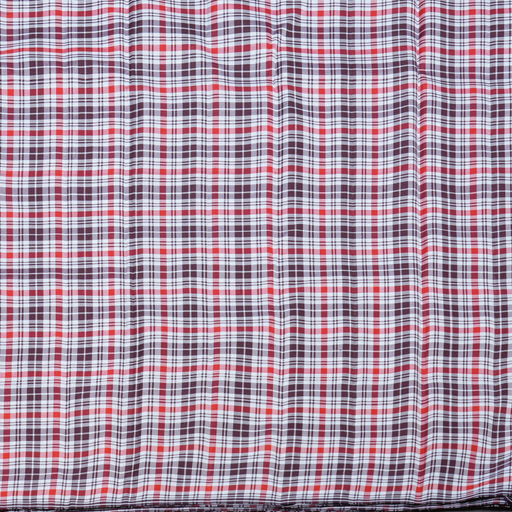 Hayagrivas Wine Maroon Handloom Kanjivaram Silk Saree with Multi Colour Checks Border KBD2073C17-1