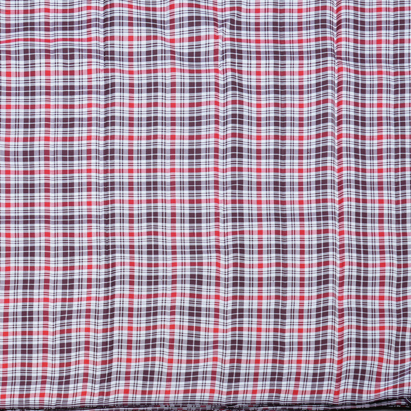 Hayagrivas Wine Maroon Handloom Kanjivaram Silk Saree with Multi Colour Checks Border KBD2073C17-1