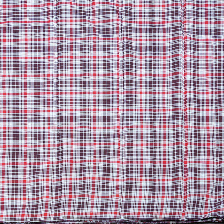Hayagrivas Wine Maroon Handloom Kanjivaram Silk Saree with Multi Colour Checks Border KBD2073C17-1
