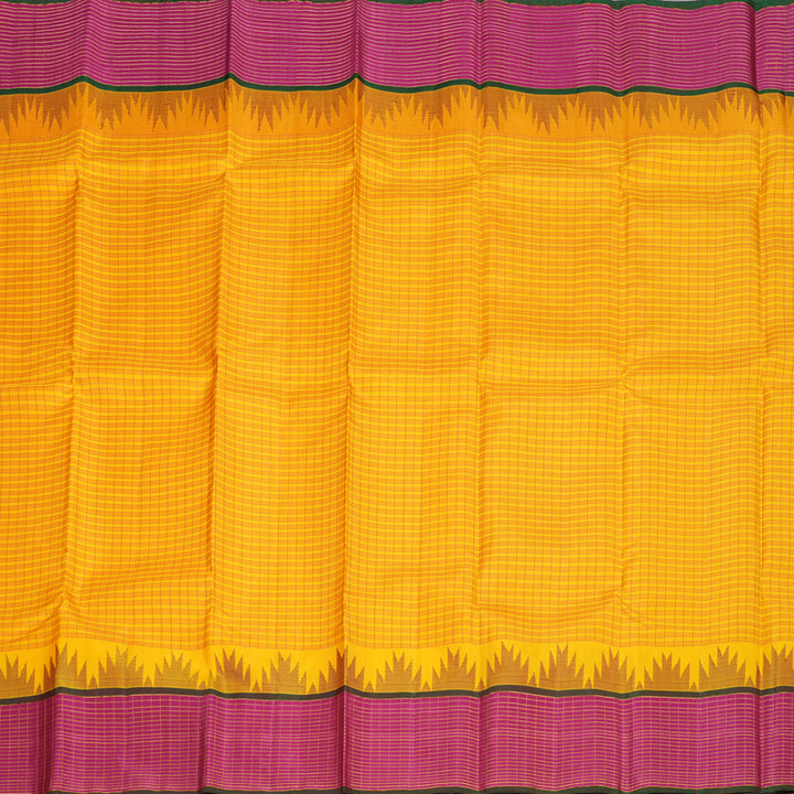 Hayagrivas Yellow Handloom Kanjivaram Silk Saree with Pink Border KBD2073C19-1
