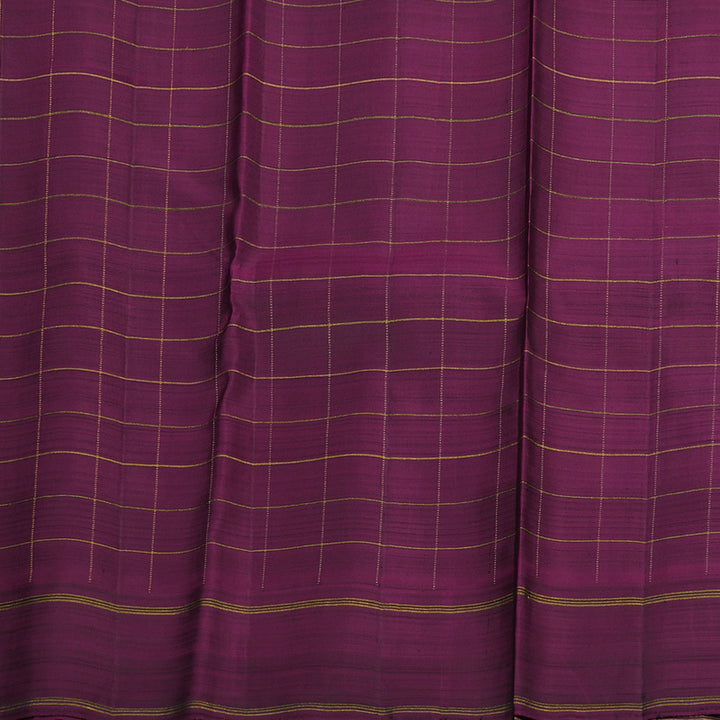 Hayagrivas Handloom Multicolour Checks Kanjivaram Silk Saree with Wine Purple Border KBD2073C2-1