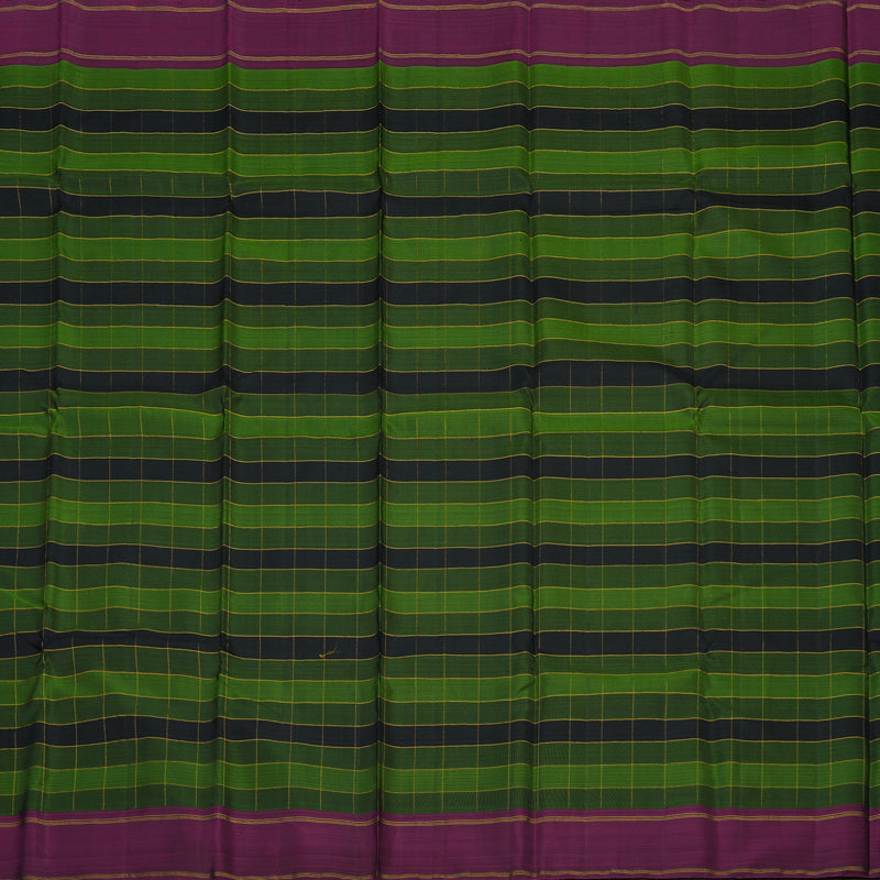 Hayagrivas Handloom Multicolour Checks Kanjivaram Silk Saree with Wine Purple Border KBD2073C2-1