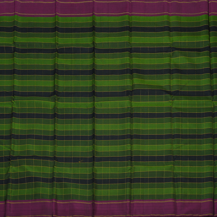 Hayagrivas Handloom Multicolour Checks Kanjivaram Silk Saree with Wine Purple Border KBD2073C2-1