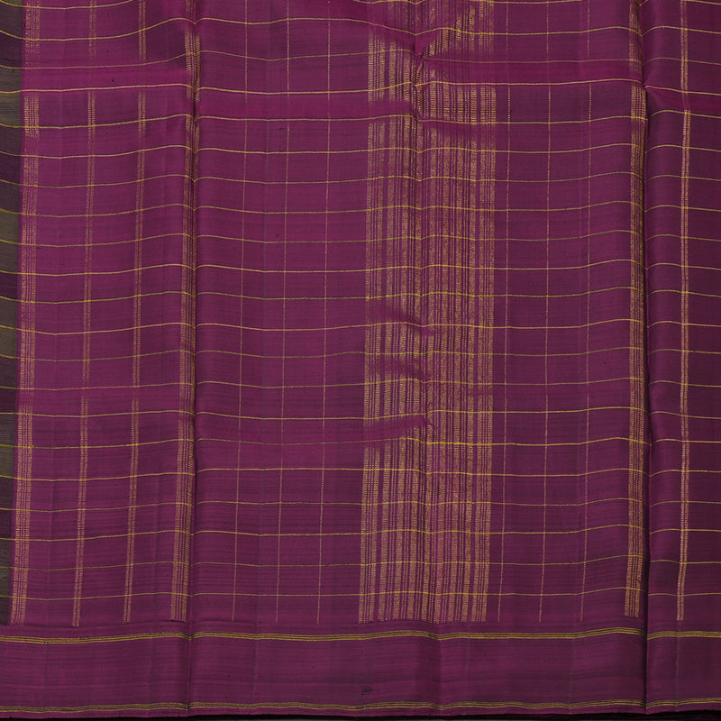 Hayagrivas Handloom Multicolour Checks Kanjivaram Silk Saree with Wine Purple Border KBD2073C2-1