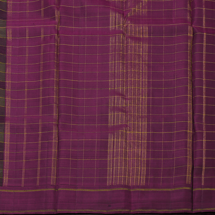 Hayagrivas Handloom Multicolour Checks Kanjivaram Silk Saree with Wine Purple Border KBD2073C2-1