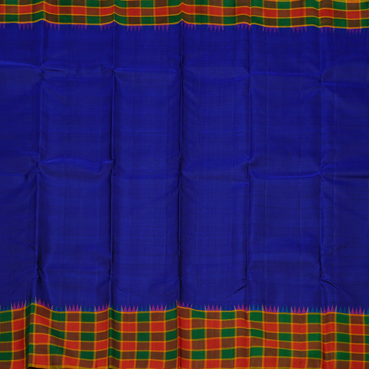 Hayagrivas Blue Handloom Kanjivaram Silk Saree with Multi Colour Checks Border KBD2073C23-1