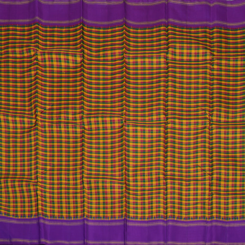 Hayagrivas Handloom Multicolour Kanjivaram Silk Saree with Purple Border KBD2073C25-1