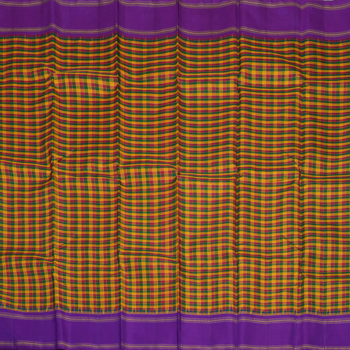 Hayagrivas Handloom Multicolour Kanjivaram Silk Saree with Purple Border KBD2073C25-1