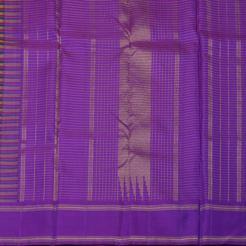 Hayagrivas Handloom Multicolour Kanjivaram Silk Saree with Purple Border KBD2073C25-1