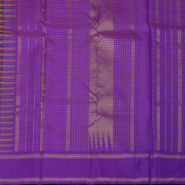 Hayagrivas Handloom Multicolour Kanjivaram Silk Saree with Purple Border KBD2073C25-1