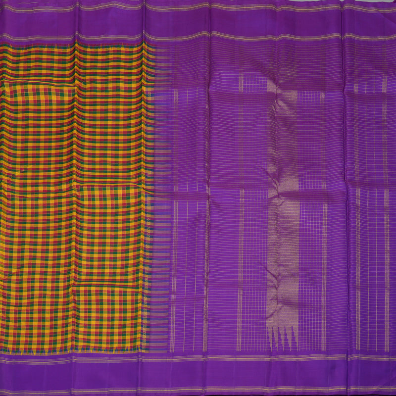 Hayagrivas Handloom Multicolour Kanjivaram Silk Saree with Purple Border KBD2073C25-1