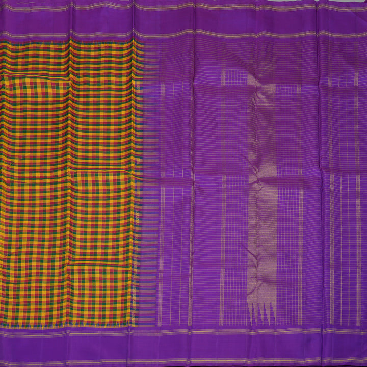 Hayagrivas Handloom Multicolour Kanjivaram Silk Saree with Purple Border KBD2073C25-1