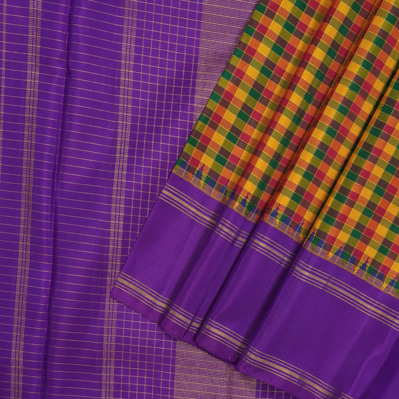 Hayagrivas Handloom Multicolour Kanjivaram Silk Saree with Purple Border KBD2073C25-1