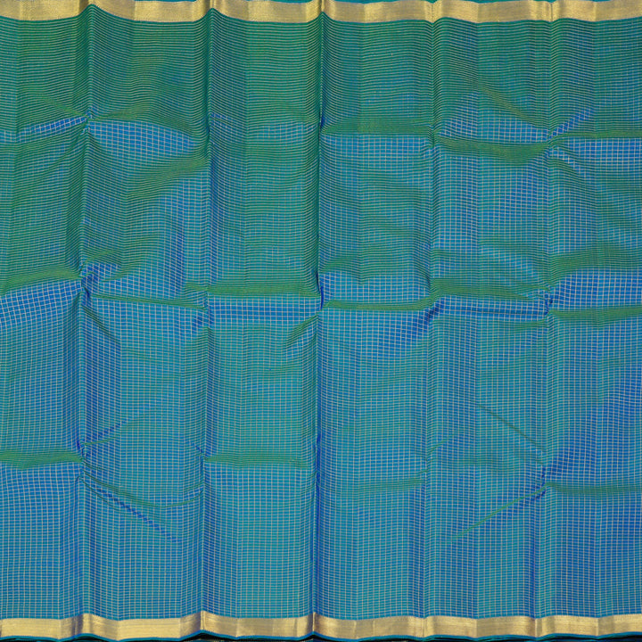 Hayagrivas Handloom Kanjivaram Silk Saree in Opulent Peacock Blue KBD2073C6-1
