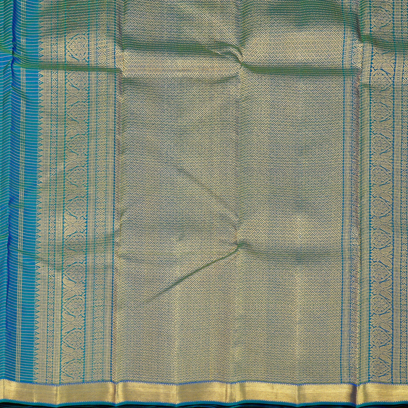 Hayagrivas Handloom Kanjivaram Silk Saree in Opulent Peacock Blue KBD2073C6-1