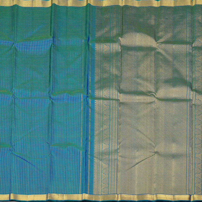 Hayagrivas Handloom Kanjivaram Silk Saree in Opulent Peacock Blue KBD2073C6-1