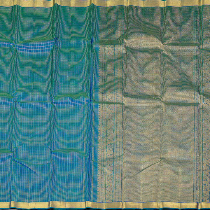 Hayagrivas Handloom Kanjivaram Silk Saree in Opulent Peacock Blue KBD2073C6-1